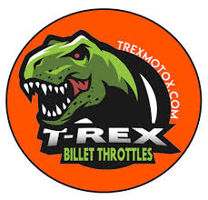 T-Rex Throttles logo with dinosaur and orange background
